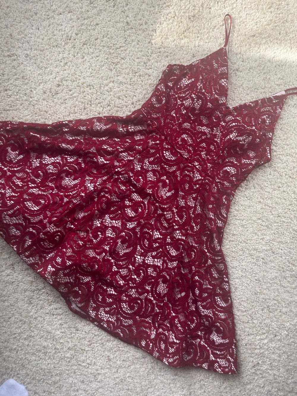 My Michelle Burgundy Lace Mini Dress